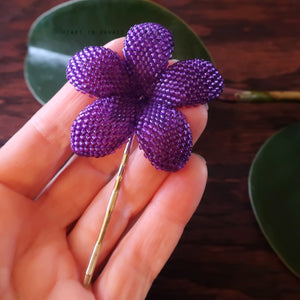 Heart in Hawaii 2.5 Inch Beaded Plumeria Flower - Purple