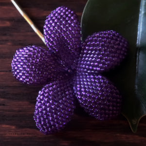 Heart in Hawaii 2.5 Inch Beaded Plumeria Flower - Purple