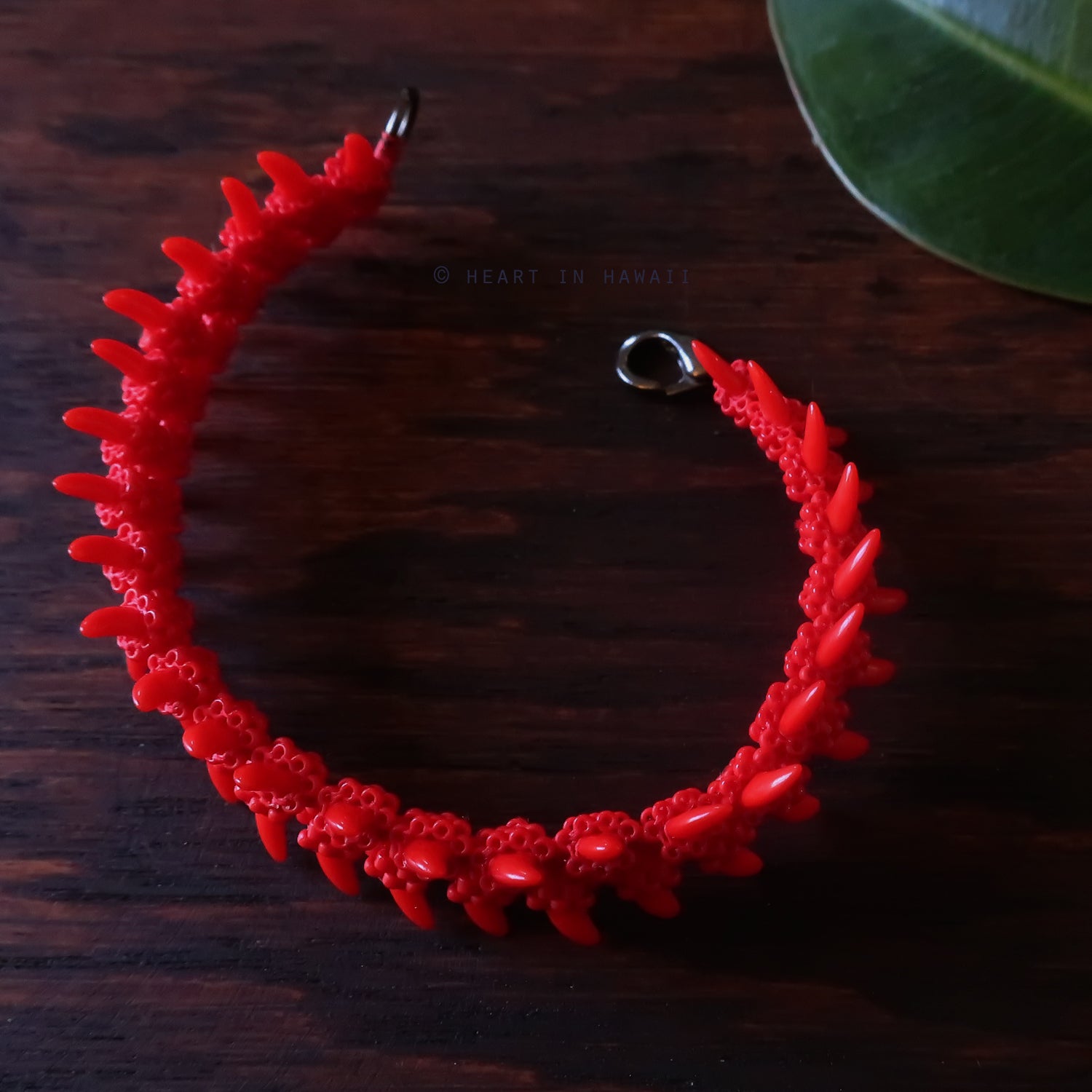 Heart in Hawaii Beaded Heliconia Bracelet - Opaque Red
