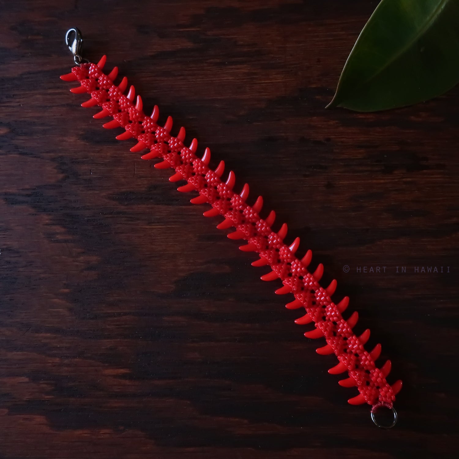 Heart in Hawaii Beaded Heliconia Bracelet - Opaque Red