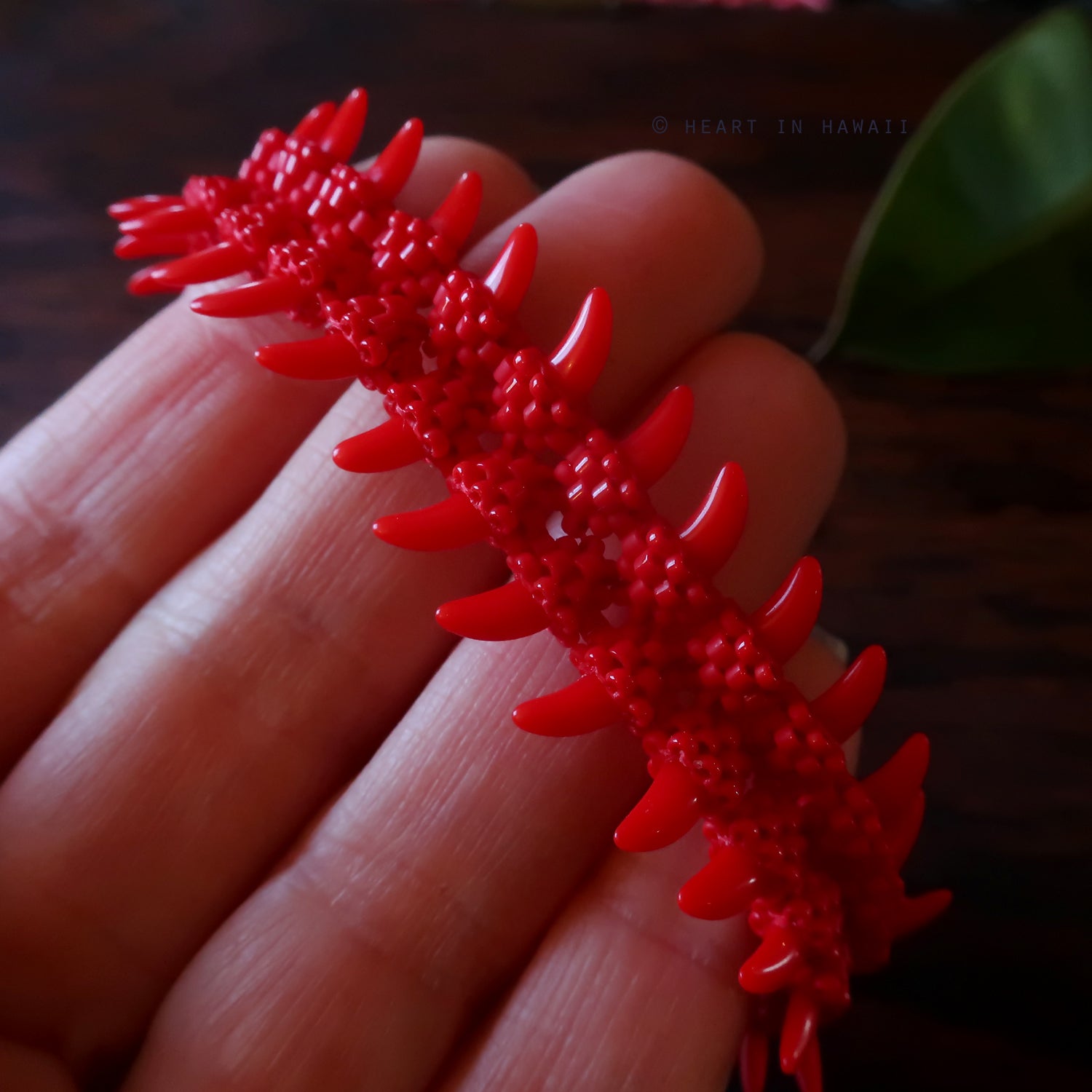 Heart in Hawaii Beaded Heliconia Bracelet - Opaque Red
