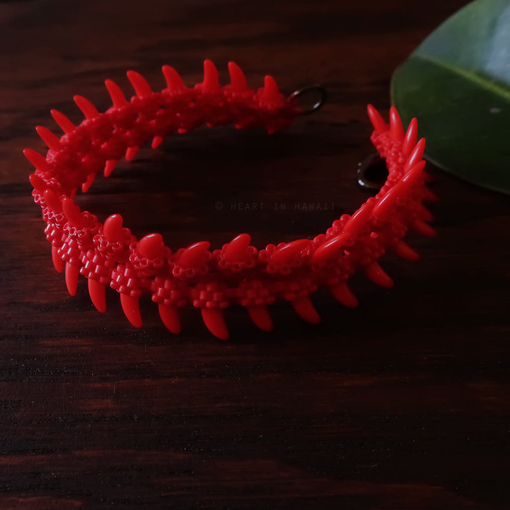 Heart in Hawaii Beaded Heliconia Bracelet - Opaque Red