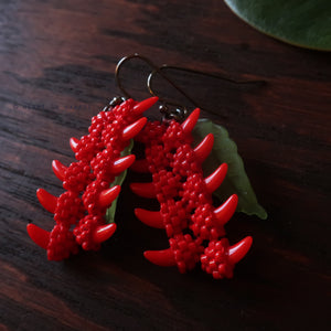 Heart in Hawaii Beaded Heliconia Earrings - Opaque Red