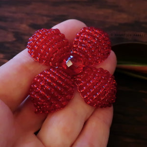 Heart in Hawaii Makalapua Quatrefoil Beaded Flower Pin - Red