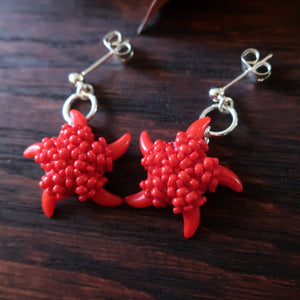 Heart in Hawaii Beaded Starfish Dangles - Opaque Red