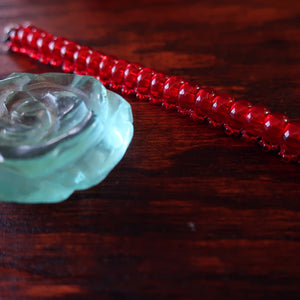 Temple Tree Bohemian Caterpillar Weave Bracelet - Transparent Red