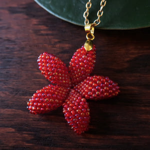 Heart in Hawaii 1.5 inch Plumeria Pendant with Chain - Opalescent Red