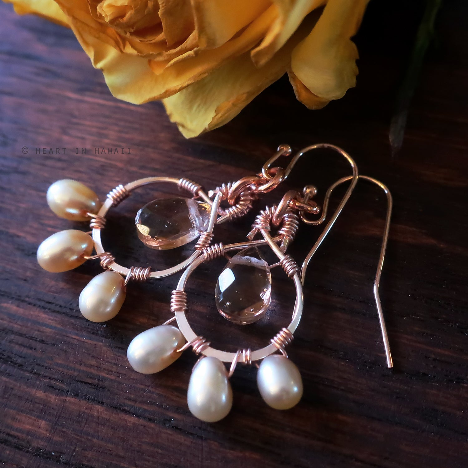 Heart in Hawaii Rose Gold Petal Drop Earrings - Rose