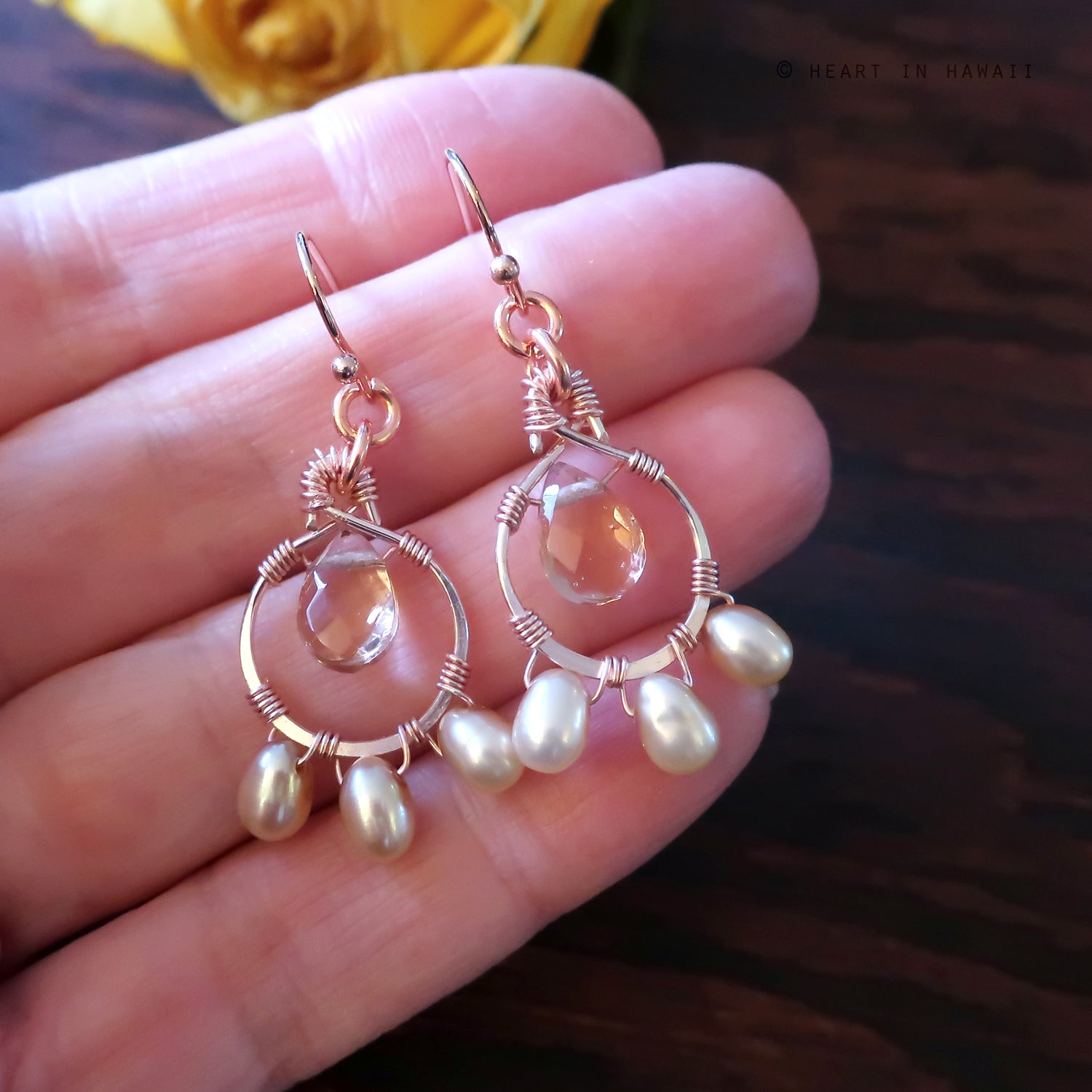 Heart in Hawaii Petal Drop Earrings - Rose