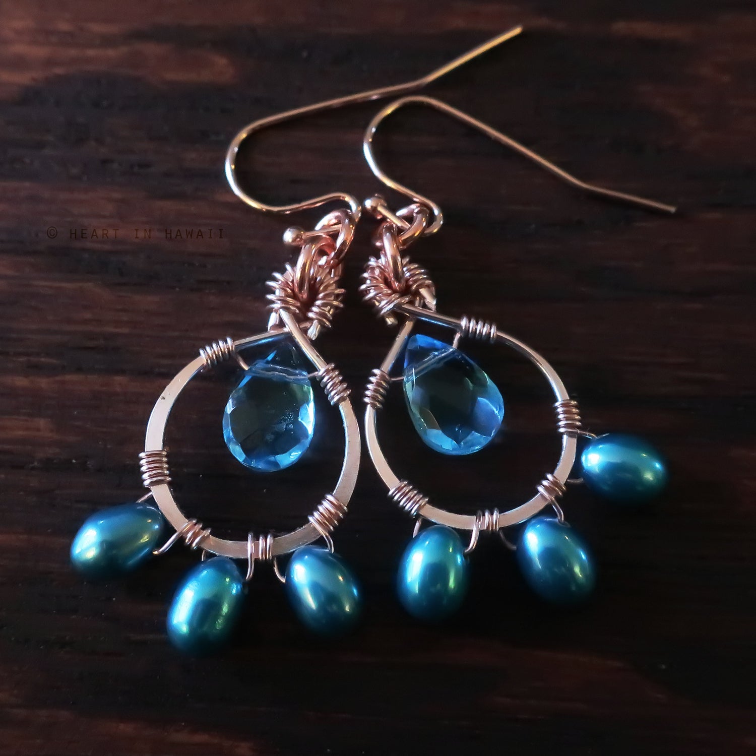 Heart in Hawaii Petal Drop Earrings - Pacific Shoreline - Rosegold