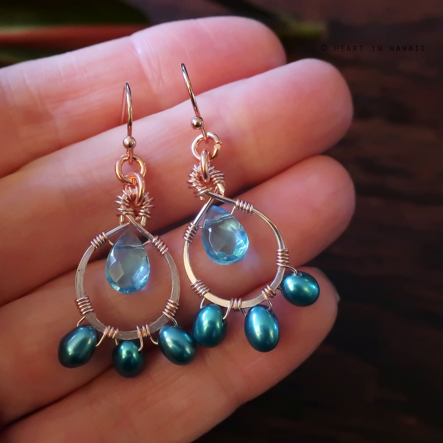 Heart in Hawaii Petal Drop Earrings - Pacific Shoreline - Rosegold