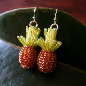 Heart in Hawaii Tiny Beaded Pineapple Earrings - Silver