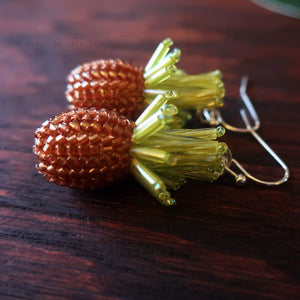 Heart in Hawaii Tiny Beaded Pineapple Earrings - Silver