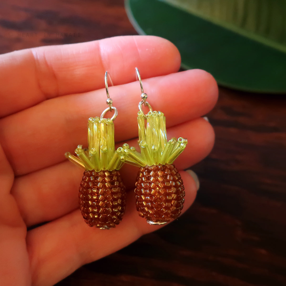 Heart in Hawaii Tiny Beaded Pineapple Earrings - Silver