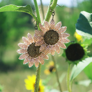 Rose gold deals sunflower earrings