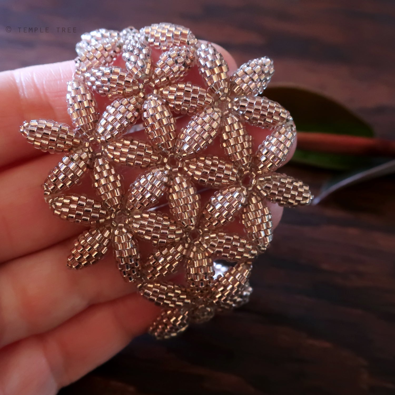 Temple Tree Flower of Life Beaded Bracelet Style 1 - Sparkly Copper