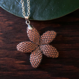 Heart in Hawaii 1.5 inch Plumeria Pendant with Chain - Sparkly Copper