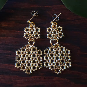 Heart in Hawaii Beaded Honeycomb Earrings - Sparkly