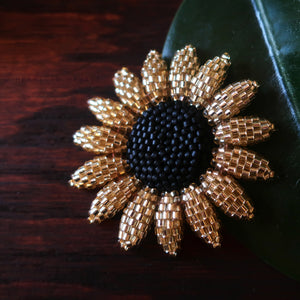 Heart in Hawaii Beaded Sunflower Brooch - Sparkly Gold