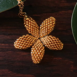 Heart in Hawaii 1.5 inch Plumeria Pendant with Chain - Sparkly Gold