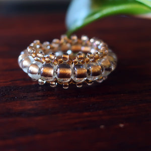 Temple Tree Bohemian Glass Bead Thumb Ring - Gold-lined Clear
