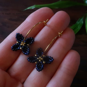 Heart in Hawaii Beaded Quatrefoil Hoops - Sparkly Navy