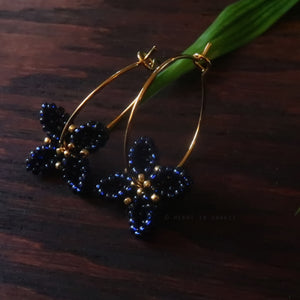 Heart in Hawaii Beaded Quatrefoil Hoops - Sparkly Navy