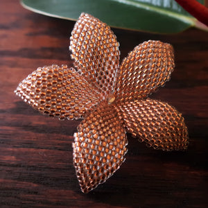 Heart in Hawaii 2 inch Beaded Plumeria Flower Pinless Clip - Sparkly Copper