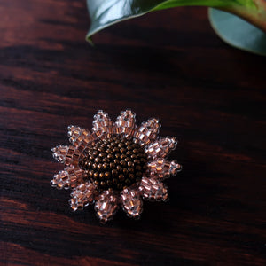 Heart in Hawaii Mini Beaded Sunflower Brooch - Sparkly Rosegold