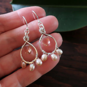 Heart in Hawaii Petal Drop Earrings - Rose - Silver