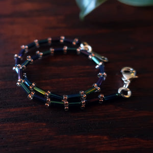 Temple Tree Thin Bamboo Weave Beaded Bracelet - Stellar
