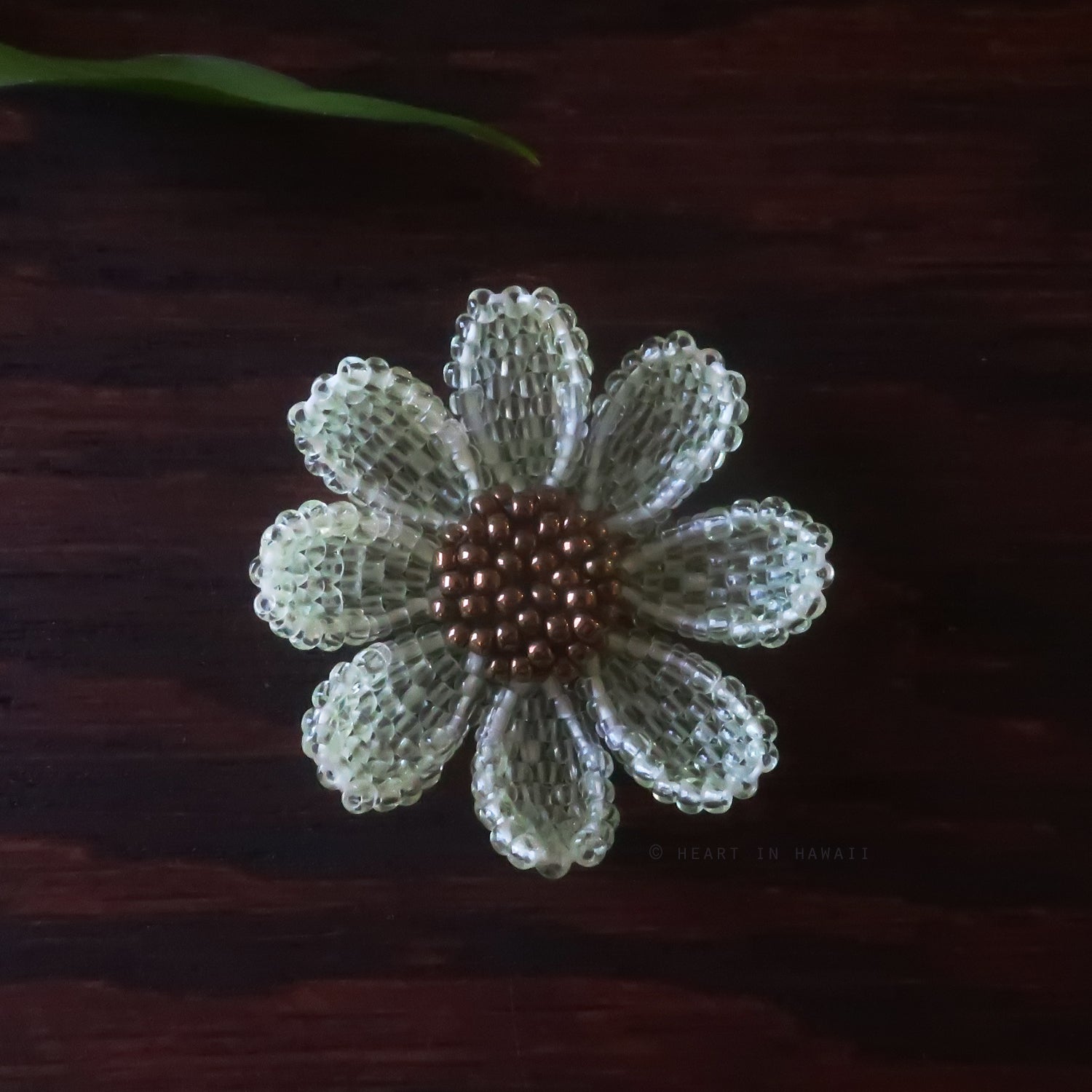 Heart in Hawaii Beaded Cosmos Flower Brooch - Sugarcane