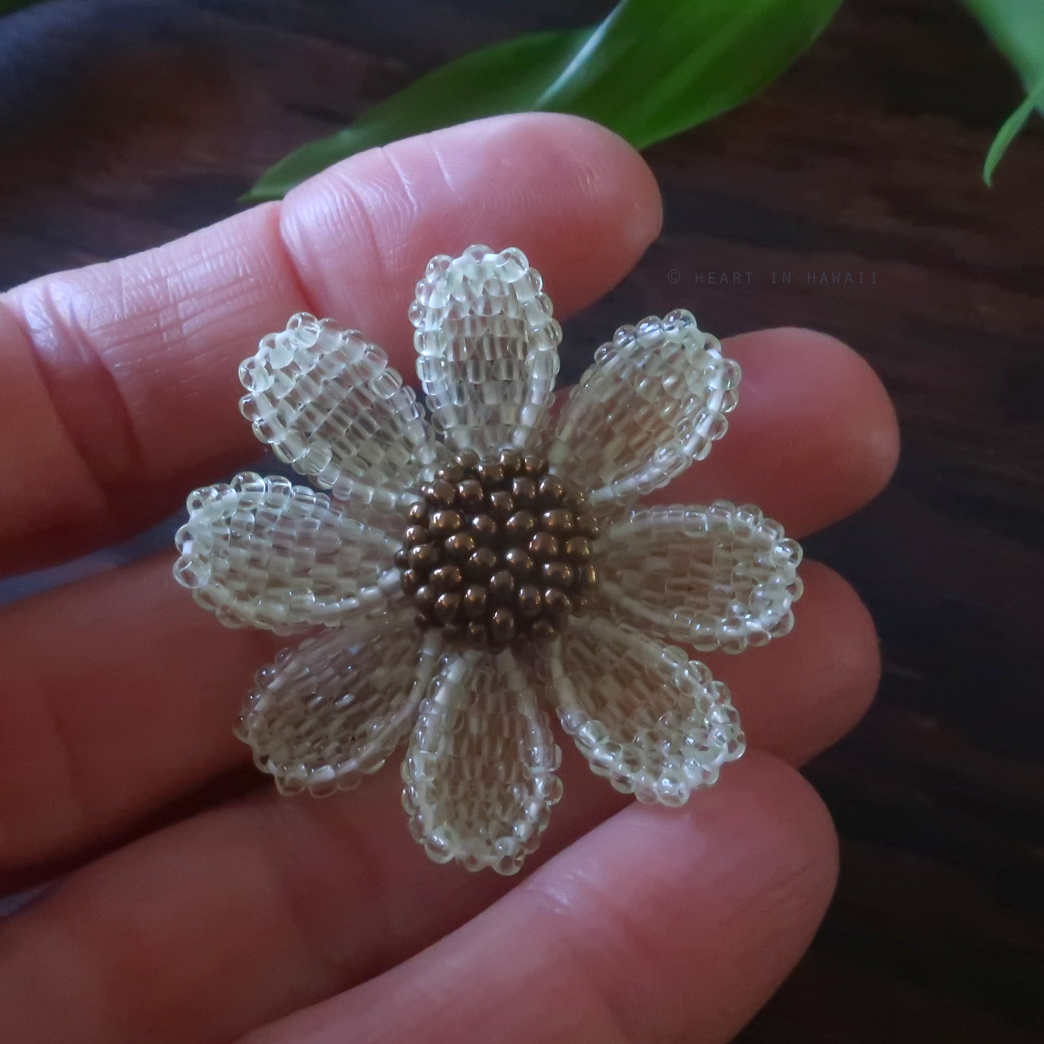Heart in Hawaii Beaded Cosmos Flower Brooch - Sugarcane