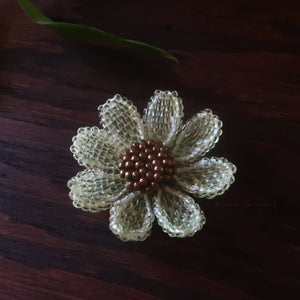Heart in Hawaii Beaded Cosmos Flower Brooch - Sugarcane