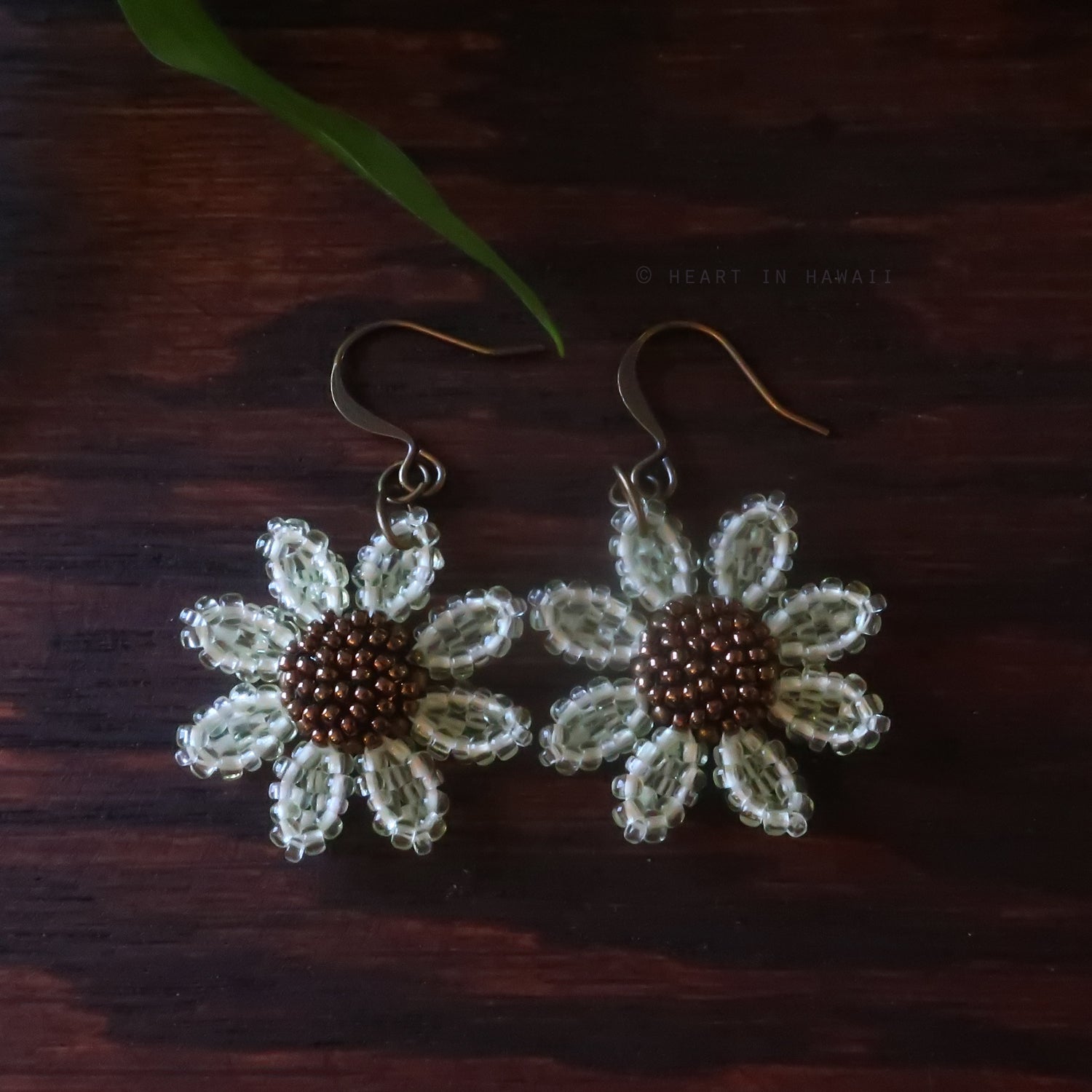 Heart in Hawaii Beaded Cosmos Flower Earrings - Sugarcane