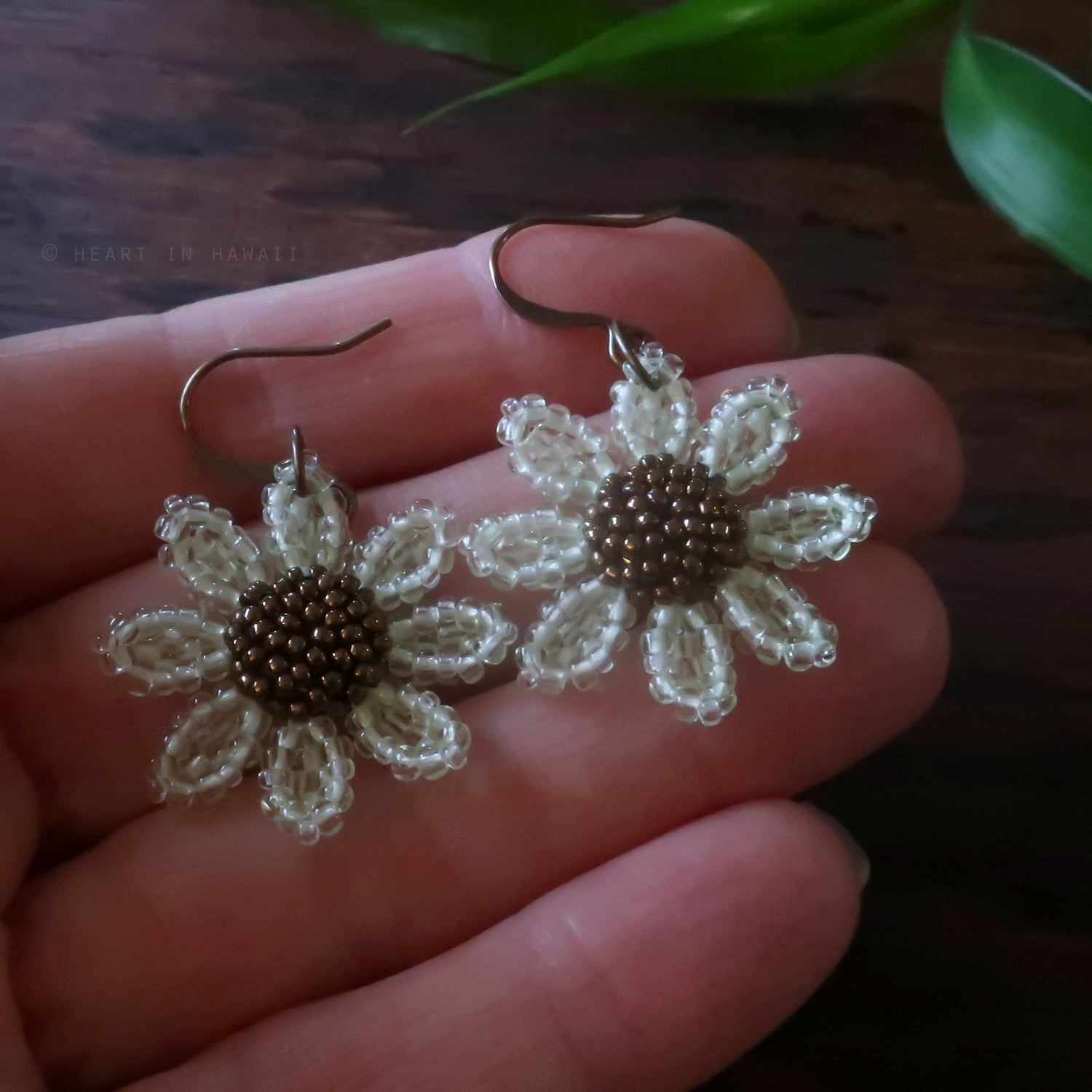 Heart in Hawaii Beaded Cosmos Flower Earrings - Sugarcane