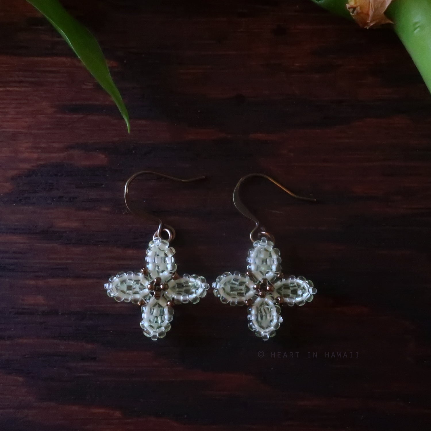 Heart in Hawaii Beaded Quatrefoil Earrings - Sugarcane