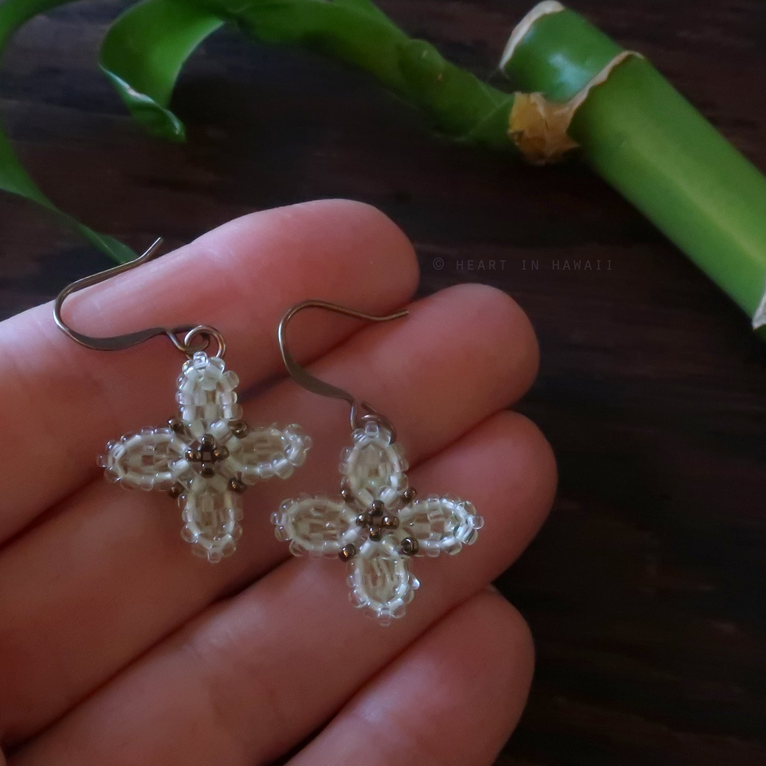 Heart in Hawaii Beaded Quatrefoil Earrings - Sugarcane