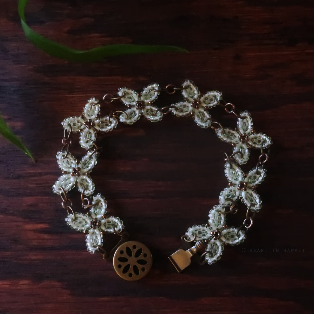 Heart in Hawaii Beaded Quatrefoil Bracelet - Sugarcane