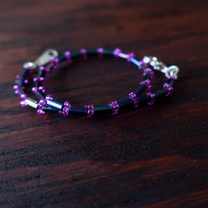 Temple Tree Thin Bamboo Weave Beaded Bracelet - Night Lights