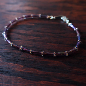 Temple Tree Thin Bamboo Weave Beaded Bracelet - Sugar Plum