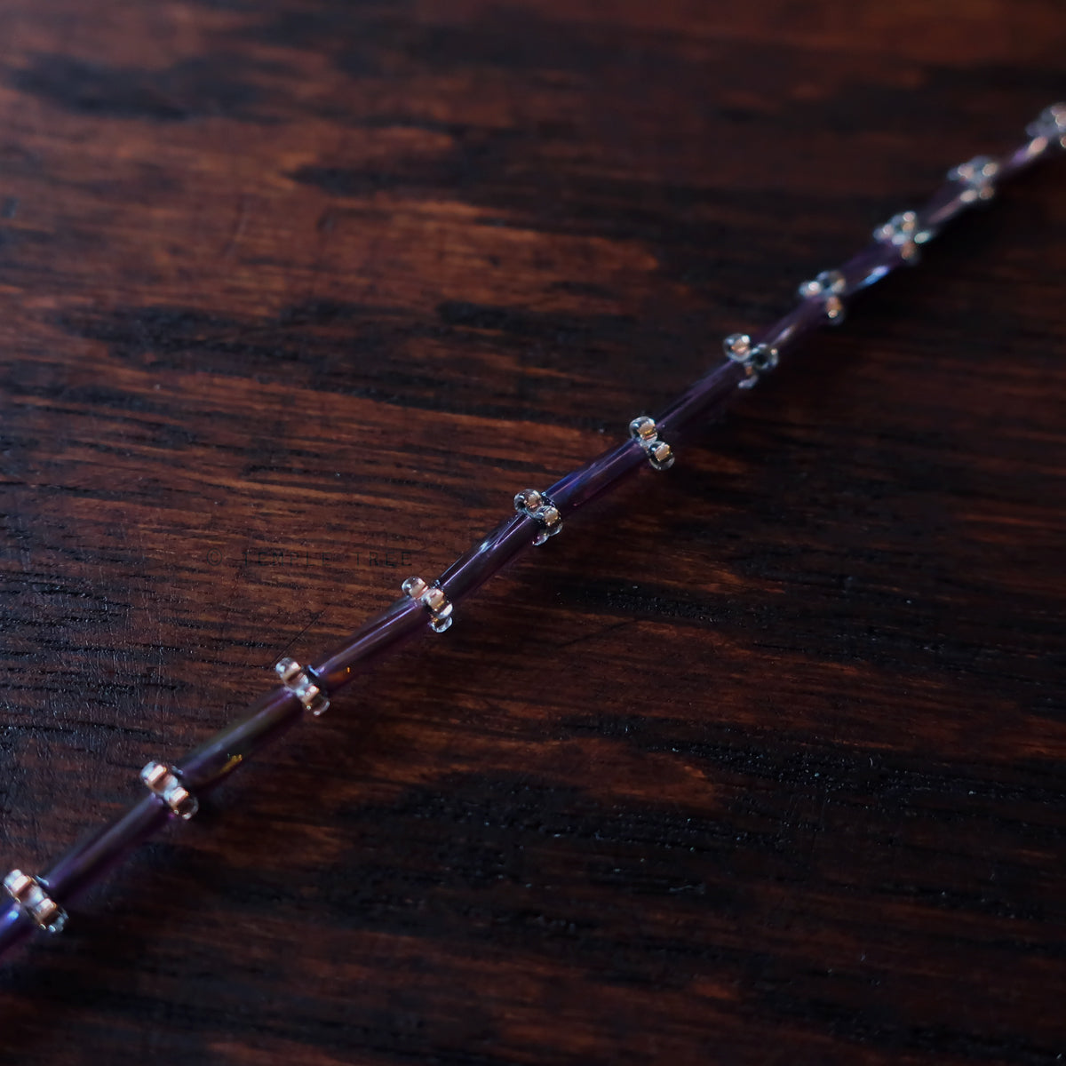 Temple Tree Thin Bamboo Weave Beaded Bracelet - Sugar Plum