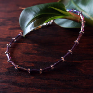 Temple Tree Thin Bamboo Weave Beaded Bracelet - Sugar Plum