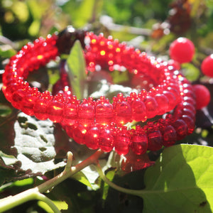 Temple Tree Bohemian Caterpillar Weave Bracelet - Transparent Red