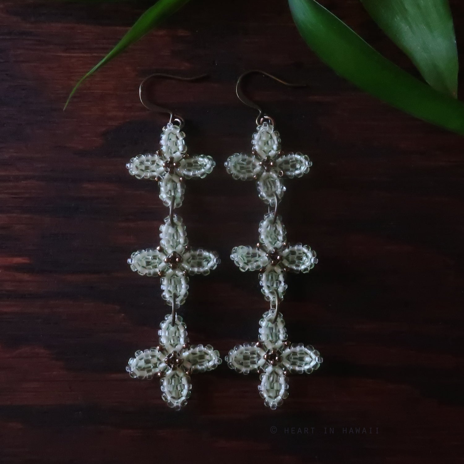 Heart in Hawaii Beaded Triple Quatrefoil Earrings - Sugarcane
