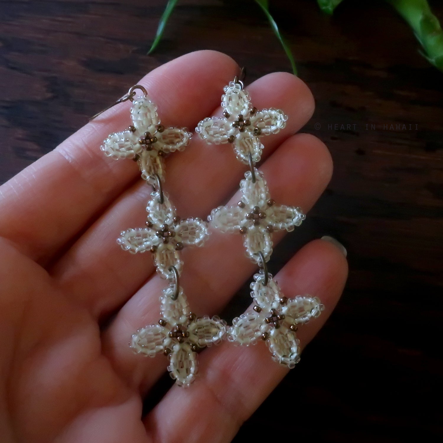 Heart in Hawaii Beaded Triple Quatrefoil Earrings - Sugarcane