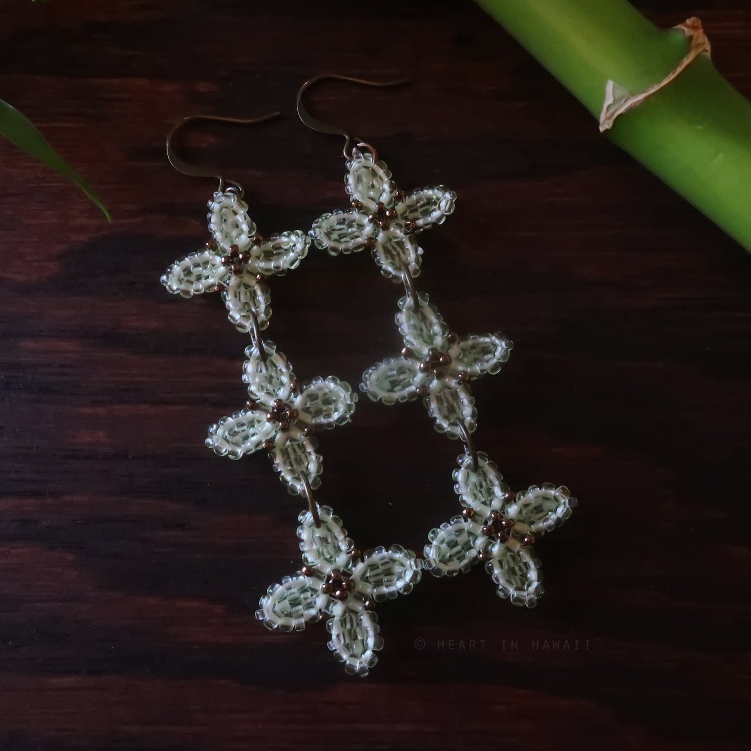 Heart in Hawaii Beaded Triple Quatrefoil Earrings - Sugarcane