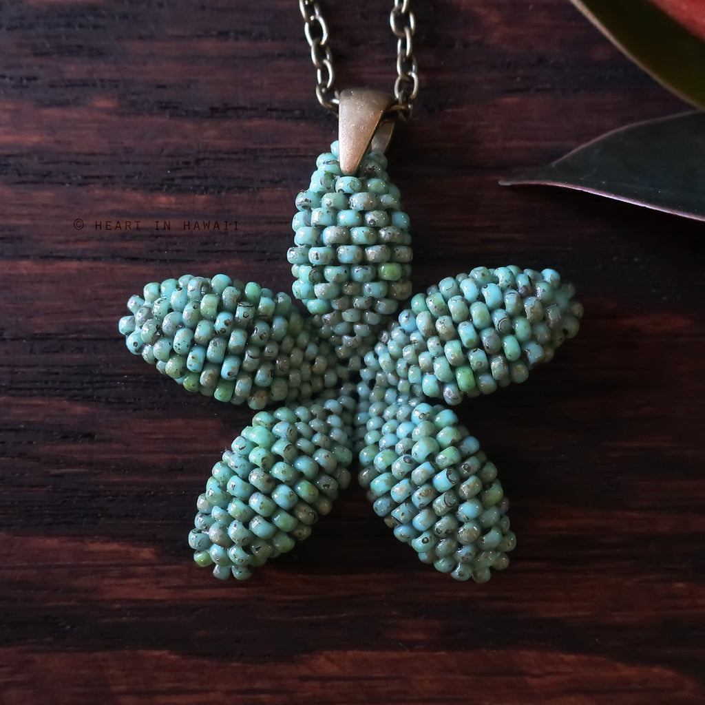 Heart in Hawaii 1.5 inch Plumeria Pendant - Faux Turquoise
