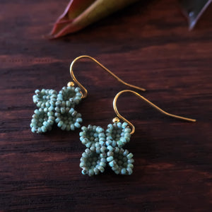 Heart in Hawaii Tiny Beaded Quatrefoil Dangles in Faux Turquoise