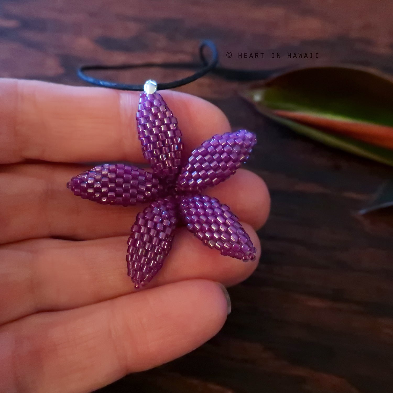 Heart in Hawaii 1.5 inch Pua Plumeria Pendant - Ultraviolet